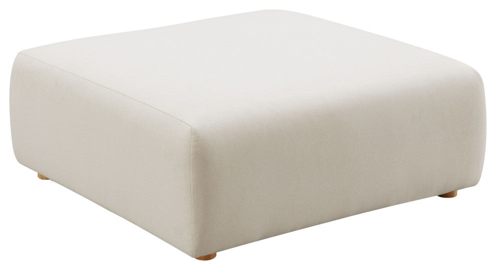 Hangove Upholstered Boucle Ottoman, Cream Linen