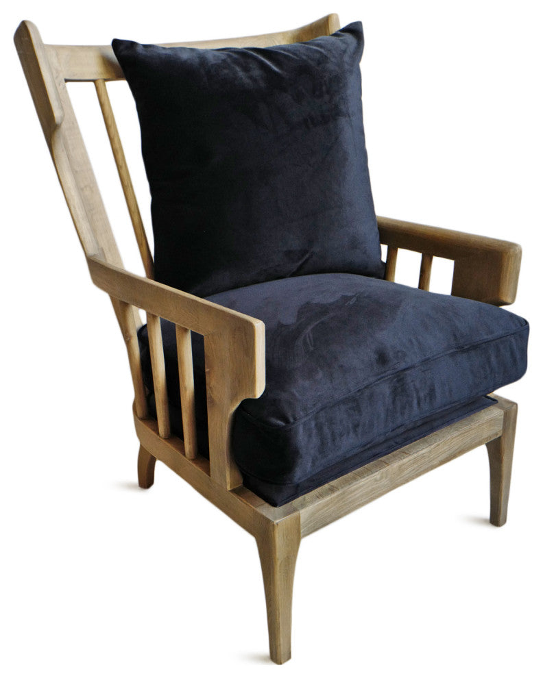 Wingback Navy Velvet Arm Chair