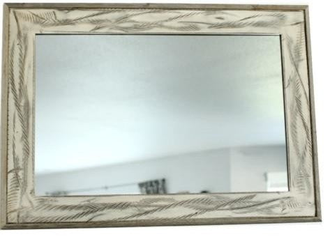 Rustic Mirror, Denali Antique White Heavily Distressed Wood Mirror, 36x48