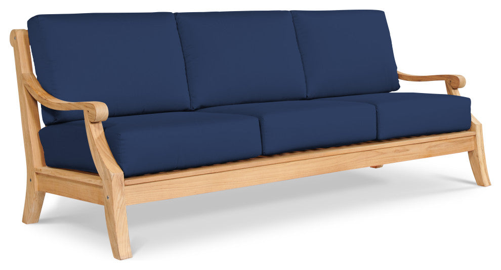Sonoma 4-Piece Teak Outdoor Patio Deep Seating Set with Sunbrella Navy Cushions