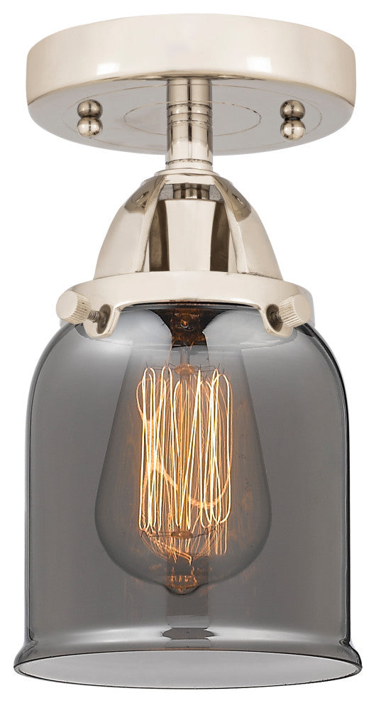 Small Bell Semi-Flush Mount, Polished Nickel, Plated Smoke, Plated Smoke
