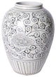 Black Peony Open Top Porcelain Urn