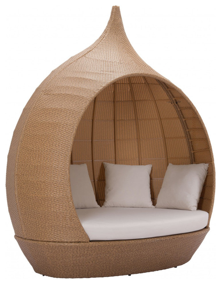 Teardrop Shaped Beige and Natural Daybed