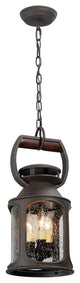 Old Trail, 3 Light Outdoor Pendant, Centennial Rust Finish, Clear Seedy Glass