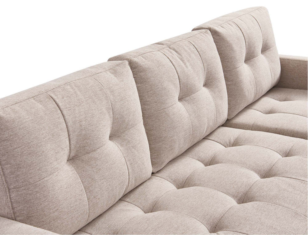 Stagecoach 87" 2-Piece Tufted Reversible Sectional With Ottoman, Beige