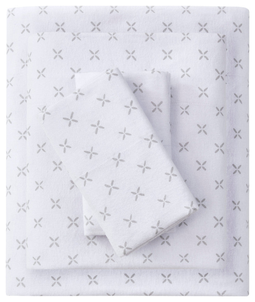 Beautyrest Oversized Flannel 4 Piece Sheet Set, Grey Petals
