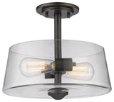 2 Light Semi Flush Mount Old Bronze