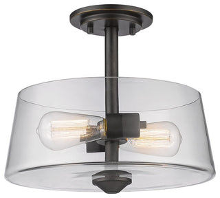 2 Light Semi Flush Mount Old Bronze