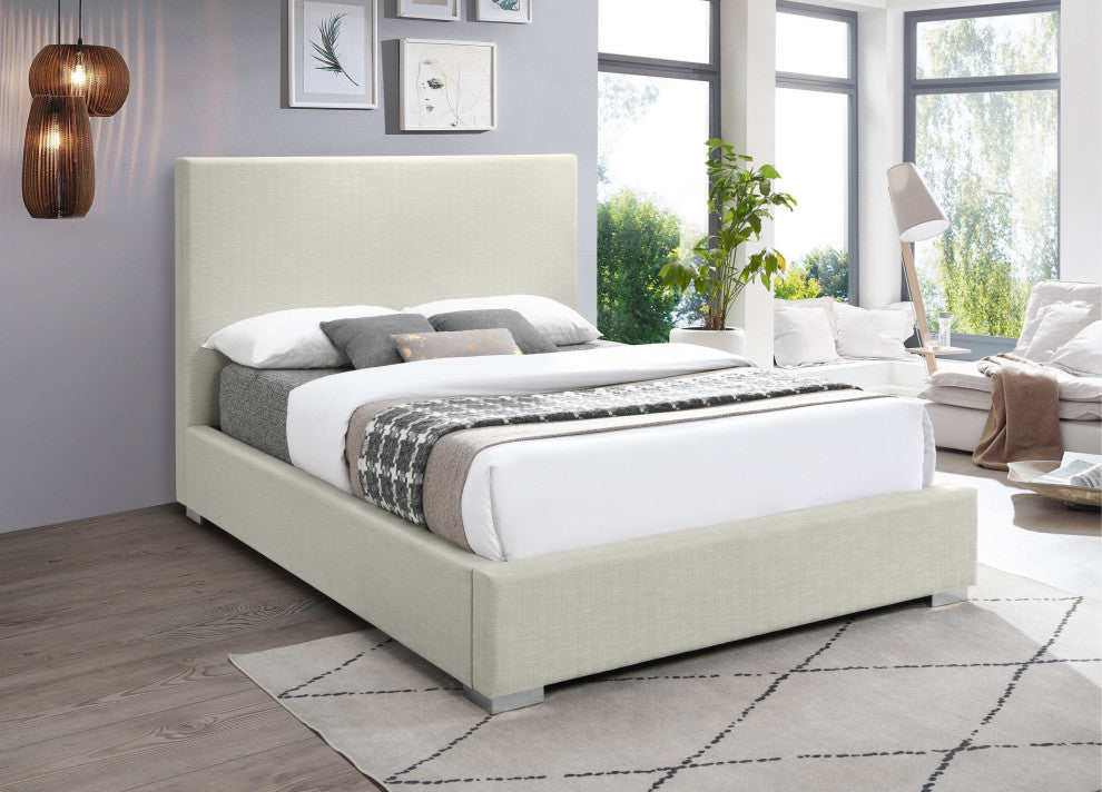 Crosby Linen Upholstered Bed, Beige, Queen