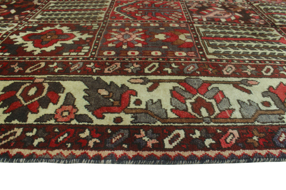 Fine Vintage Distressed Forest Red/Beige Rug, 6'10x10'3