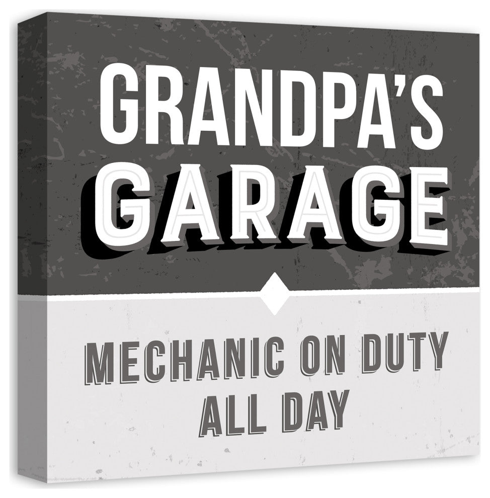 Garage Gray Grandpa 16x16 Canvas Wall Art