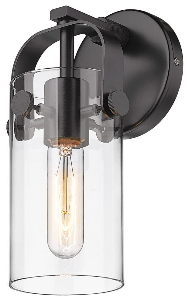 Innovations 423-1W-BK-4CL-LED Pilaster 1 Light 8" Sconce, Matte Black