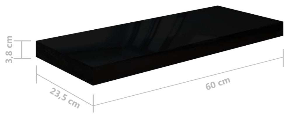 vidaXL Wall Shelf Floating Shelf Display Shelf Wall Mounted High Gloss Black