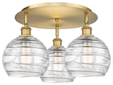 Athens Deco Swirl 3 19.75" Flush Mount Brushed Brass
