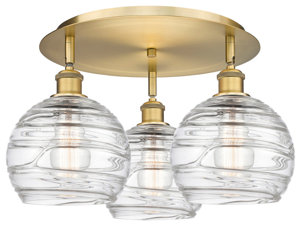Athens Deco Swirl 3 19.75" Flush Mount Brushed Brass