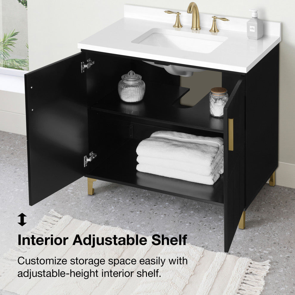 OVE Decors Zenia 36" Bathroom Vanity, Black, 36 in.