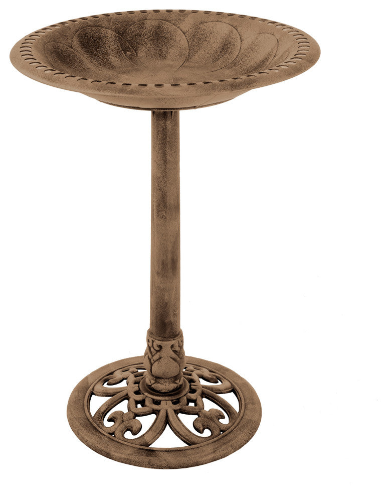 Antique Bird Bath- Weather Resistant Resin Birdbath with Vintage Scroll Design