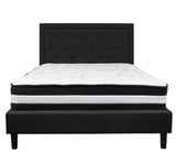 Flash Furniture Queen Platform Panel Bed and Mattress in Black