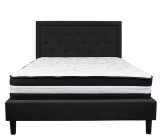 Flash Furniture Queen Platform Panel Bed and Mattress in Black