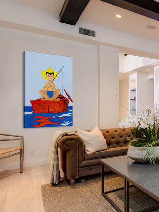 "Fishing Alone" Painting Print on Canvas by Curtis