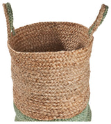 Seafoam Color Block Jute Basket, 15" Height