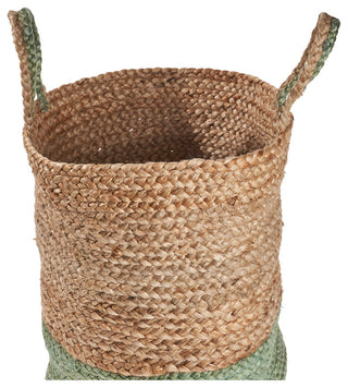 Seafoam Color Block Jute Basket, 15" Height