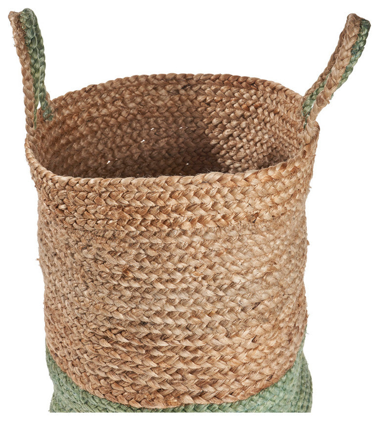 Seafoam Color Block Jute Basket, 15" Height