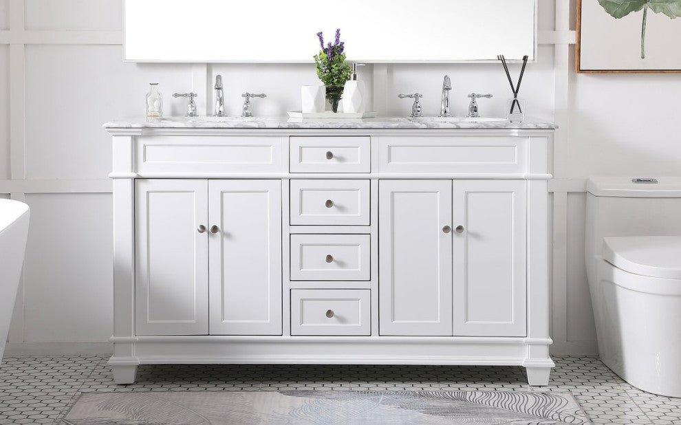 Home Living 60" Double Bathroom Vanity Set, White