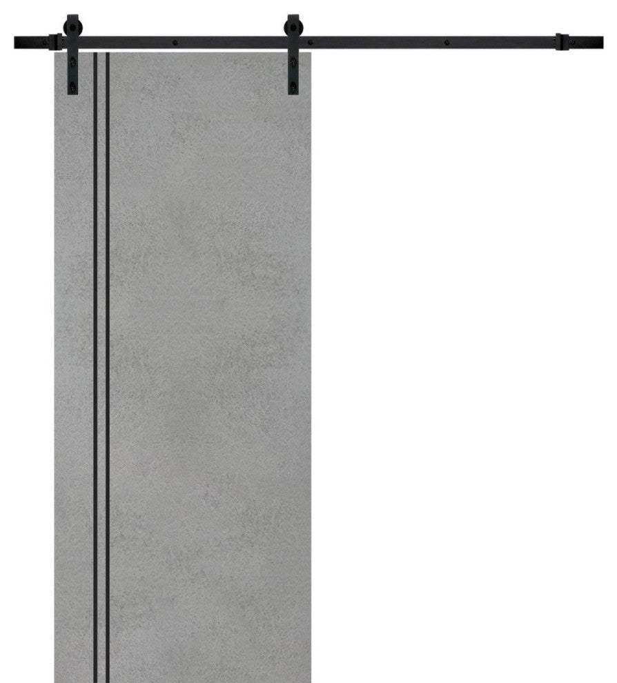 Sturdy Barn Door 42 x 84 | Planum 0016 Concrete with  | 8FT