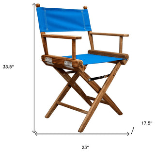 Blue And Brown Solid Wood Director Chair