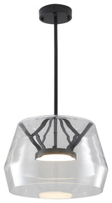 1-Light Black LED Pendant With A Clear Glass Shade