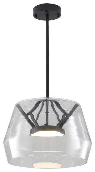1-Light Black LED Pendant With A Clear Glass Shade