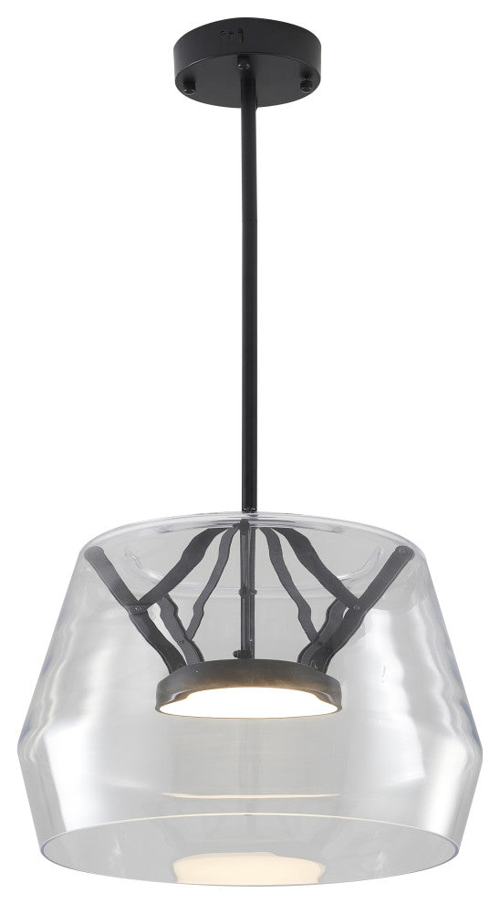 1-Light Black LED Pendant With A Clear Glass Shade