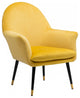 Golden Yellow Comfy Curvy Velvet and Black Accent Chair