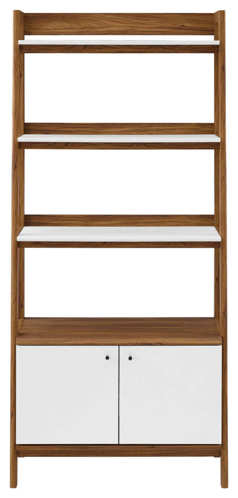 Bookcase Book Shelf Rack, Wood, Brown Walnut White, Modern, Lounge Hospitality