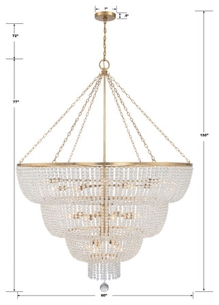 Rylee 32-Light Antique Gold Chandelier, Hand Cut Faceted Beads