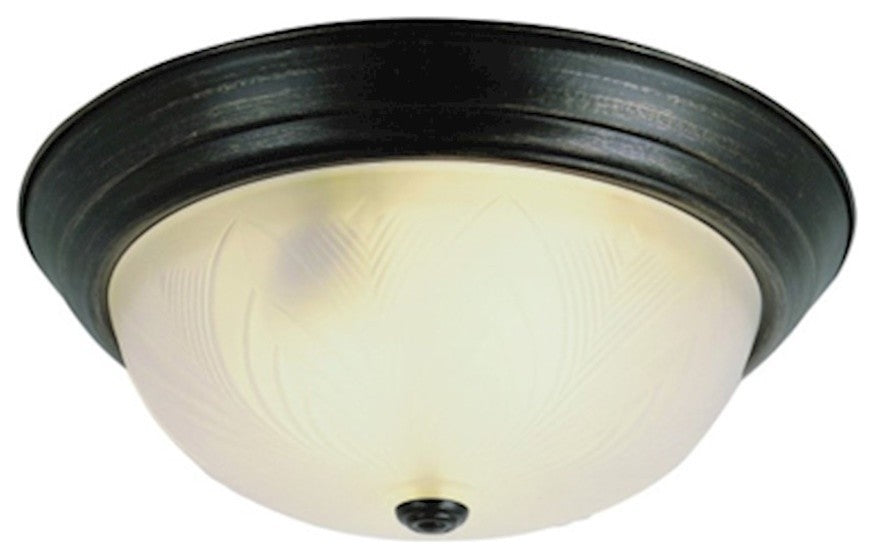 Trans Globe Frosted Leaf 13" Flush Mount in Bronze