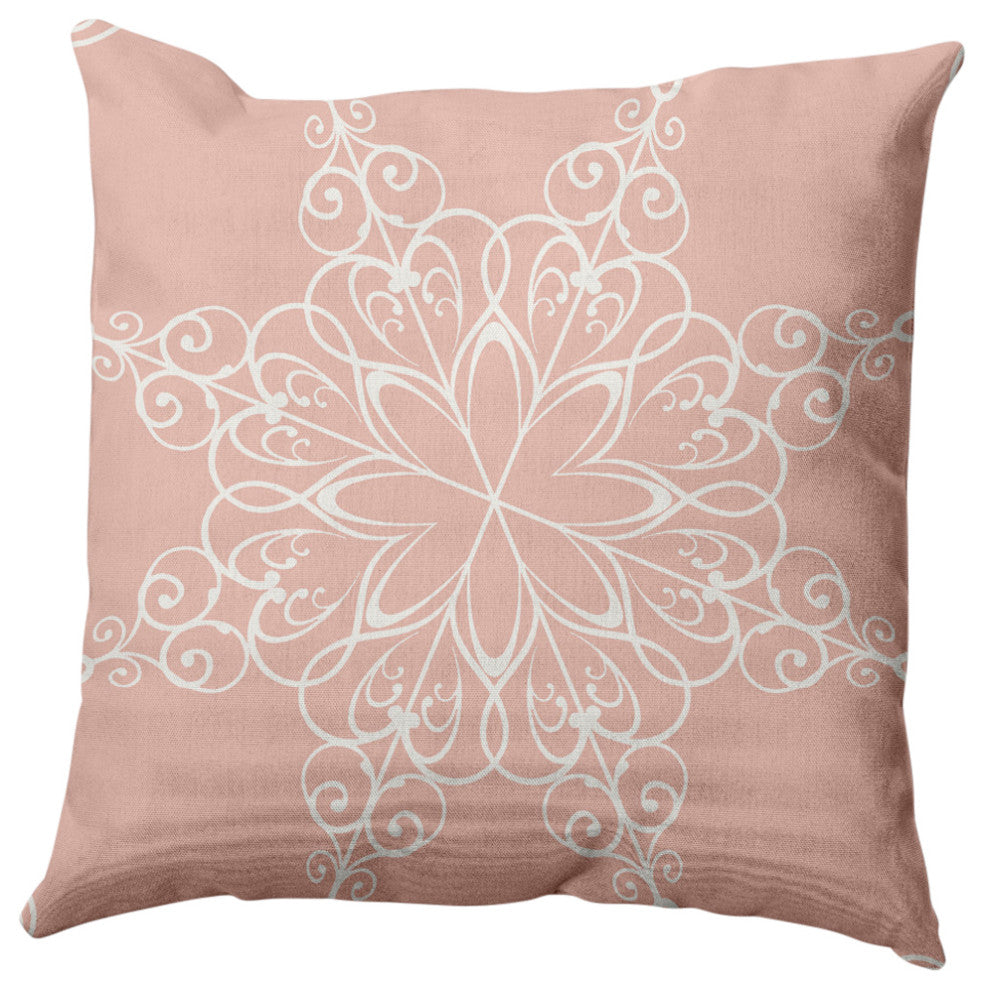 Snowflake Decorative Throw Pillow, Peach, 20"x20"