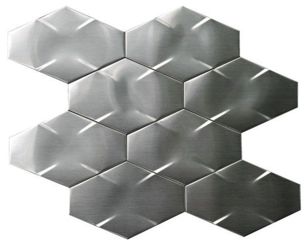 Odyssey Stainless Steel 3D Interlocking Hexagon Mosaic, Sample