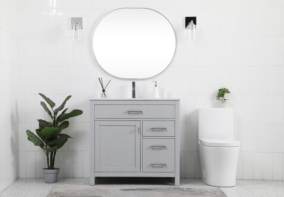 36" Single Bathroom Vanity, Grey