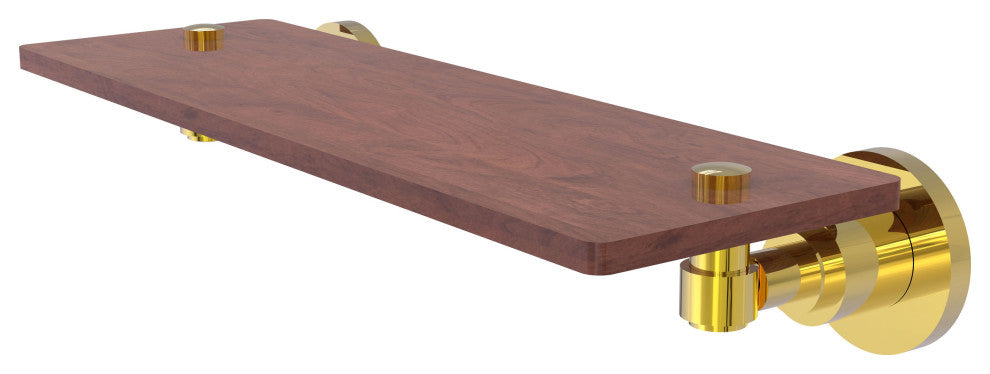 Washington Square 16" Solid Wood Shelf, Polished Brass