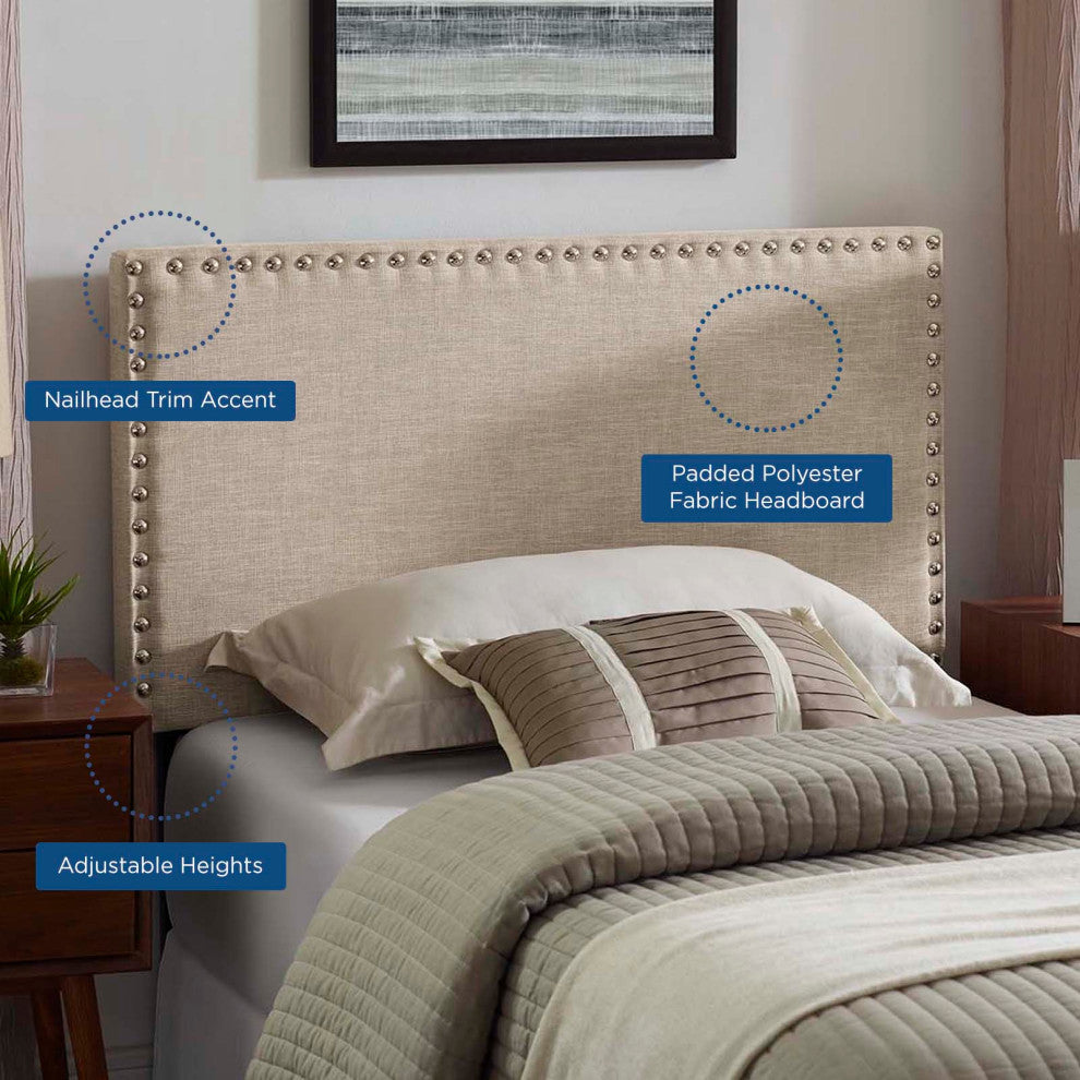 Modway Phoebe Twin Upholstered Fabric Headboard, Beige