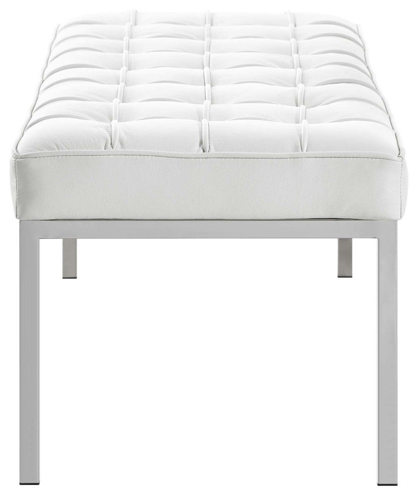Modway Loft Leather Bench, White