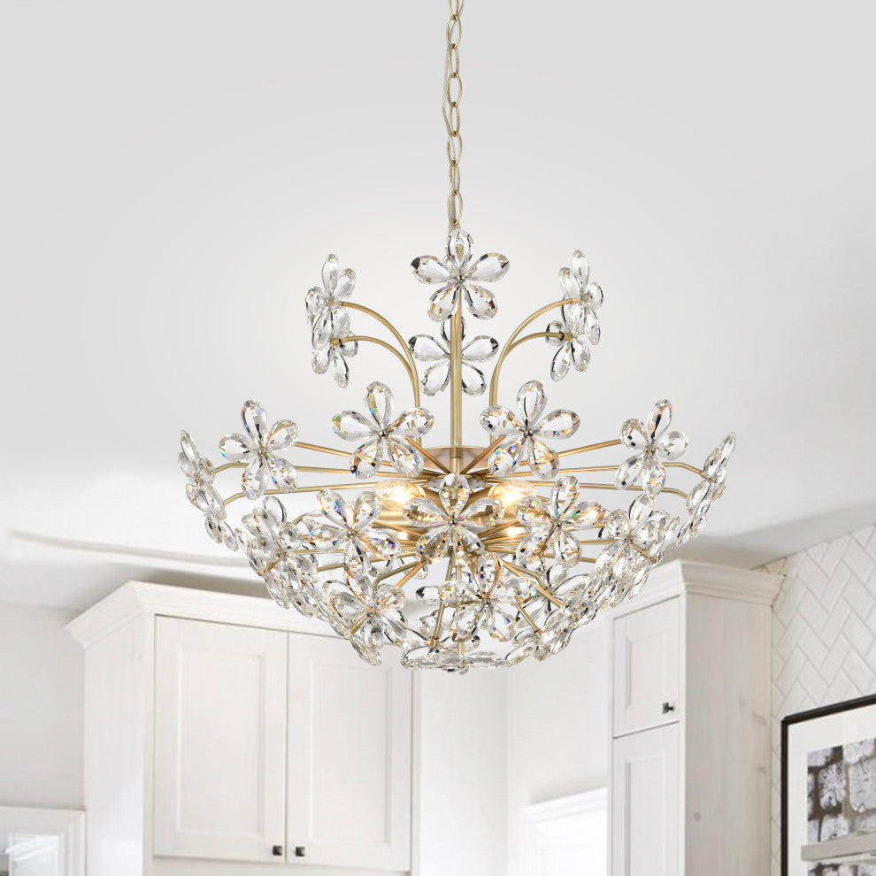Grace 6-Light Daisy Flower Crystal Large Size Chandelier