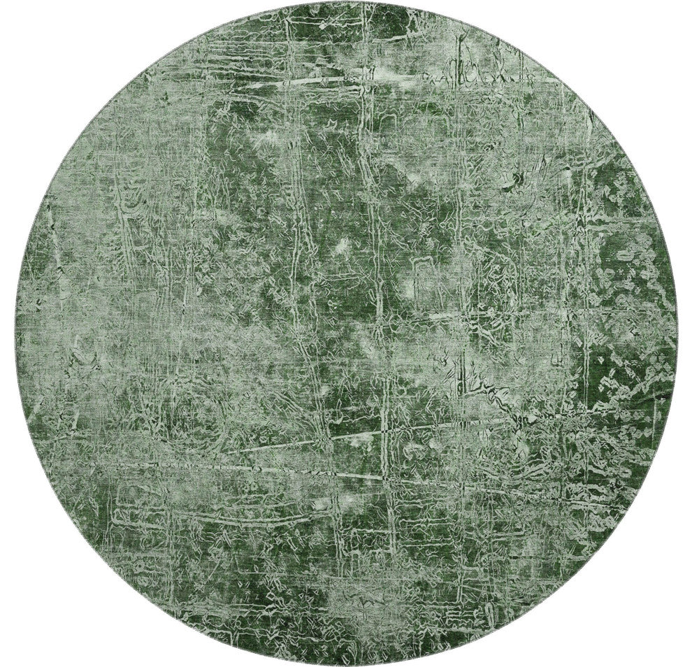 Premium Machine Washable Mayfield AMF559 Emerald 8' x 8' Round Rug
