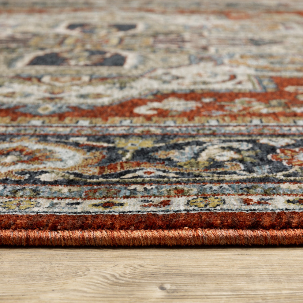 Augustus Center Medallion Indoor Area Rug, Red, 5'3"x7'6"