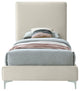 Geri Velvet Upholstered Bed, Cream, Twin