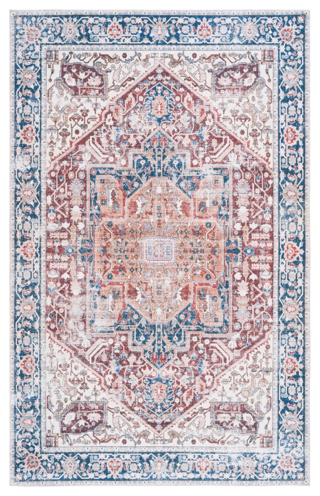 Safavieh Arizona Machine-Washable Collection ARZ109 Rug, Red/Navy, 10'x14'