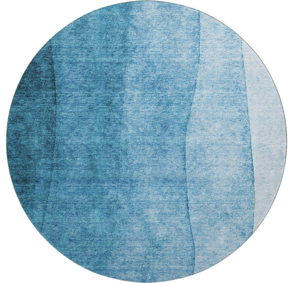 Premium Machine Washable Mayfield AMF625 Teal 8' x 8' Round Rug