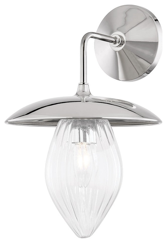 Lana 1-Light Wall Sconce, Polished Nickel, Clear